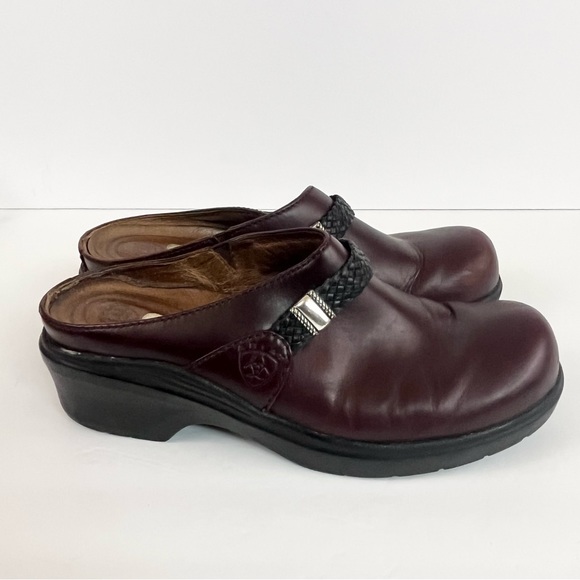 Ariat Dark Brown Burgundy Slip On Mule Clog Leather Shoes Women’s Size 8.5 - Picture 7 of 14